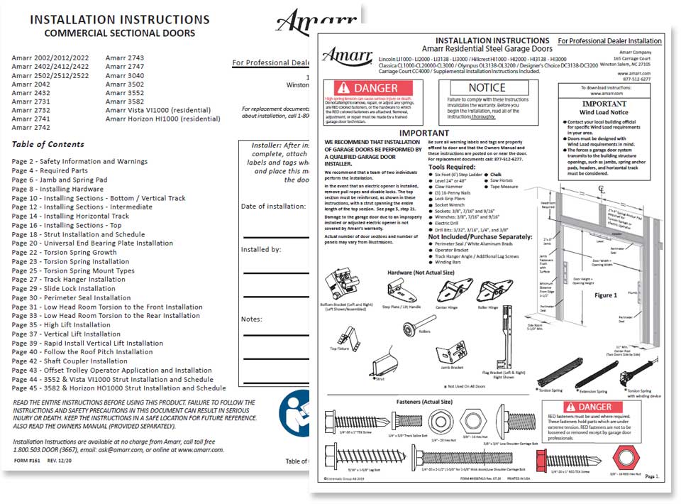 Garage Door Installation Instructions