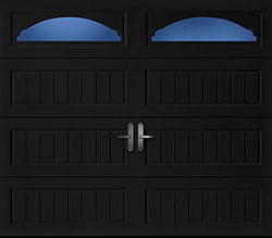 long bead board glazed black steel single garage door C 22 14