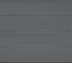 Flush closed charcoal gray steel single garage door