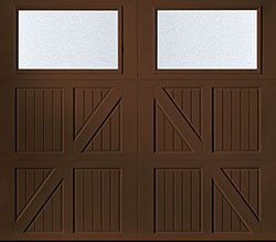 Lucern glazed dark brown steel single garage door O